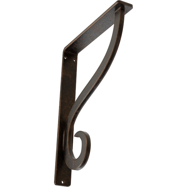 Ekena Millwork Ashford Single, Wrought Iron Bracket, (Single center brace), Antiqued Bron 1 1/2"W x 7 1/2"D x 10"H BKTM01X07X10SASABZ - main